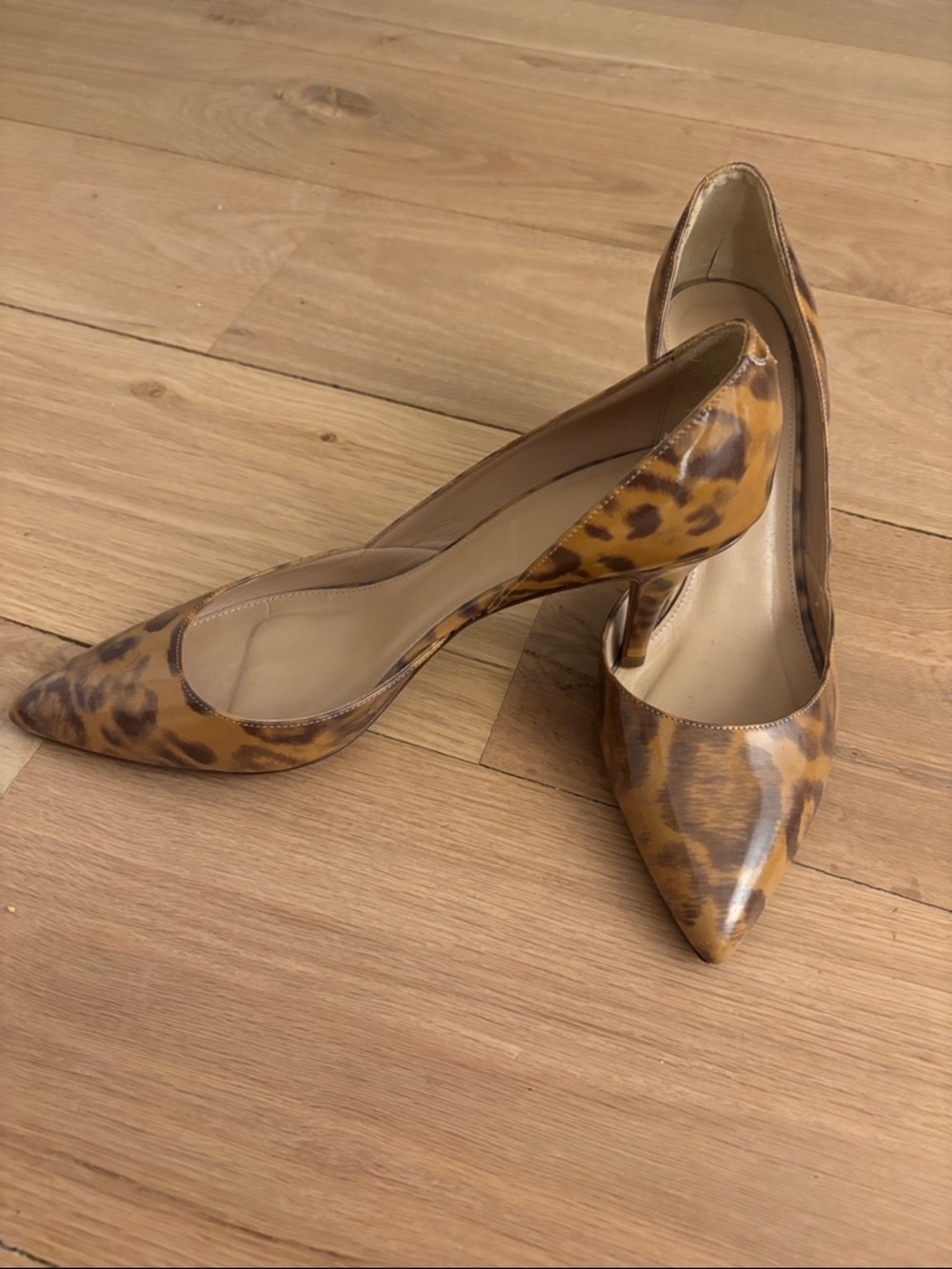 J Crew Patent Leopard Print Pointed-Toe Women’s Pumps - Brown